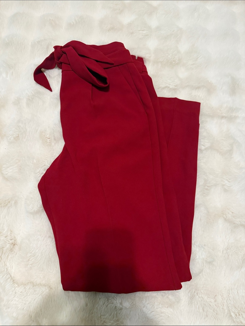 Express Women's Crimson Tie-Belt Tapered Trousers